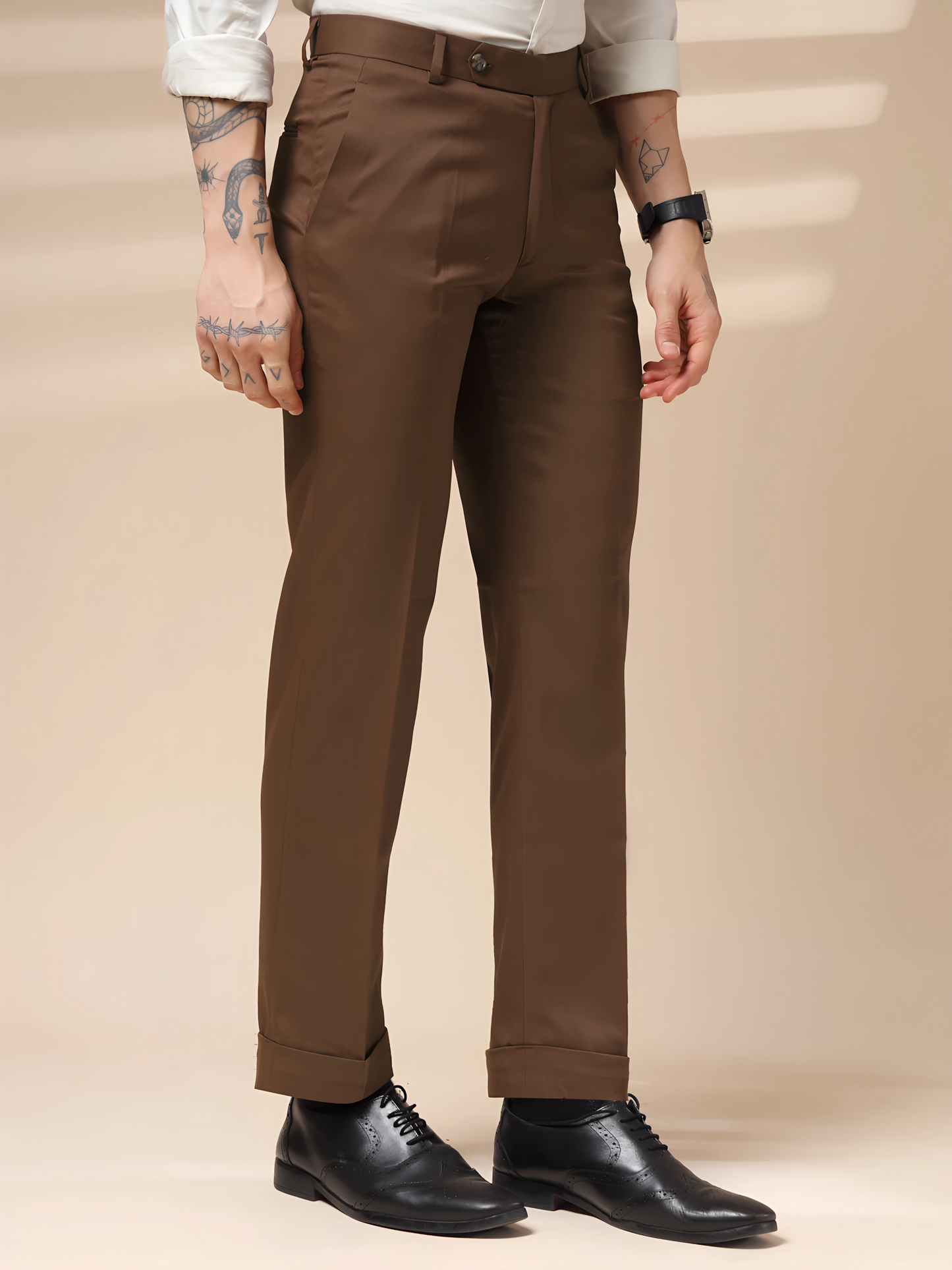 Brown Men Formal Pants by Italian Vega®