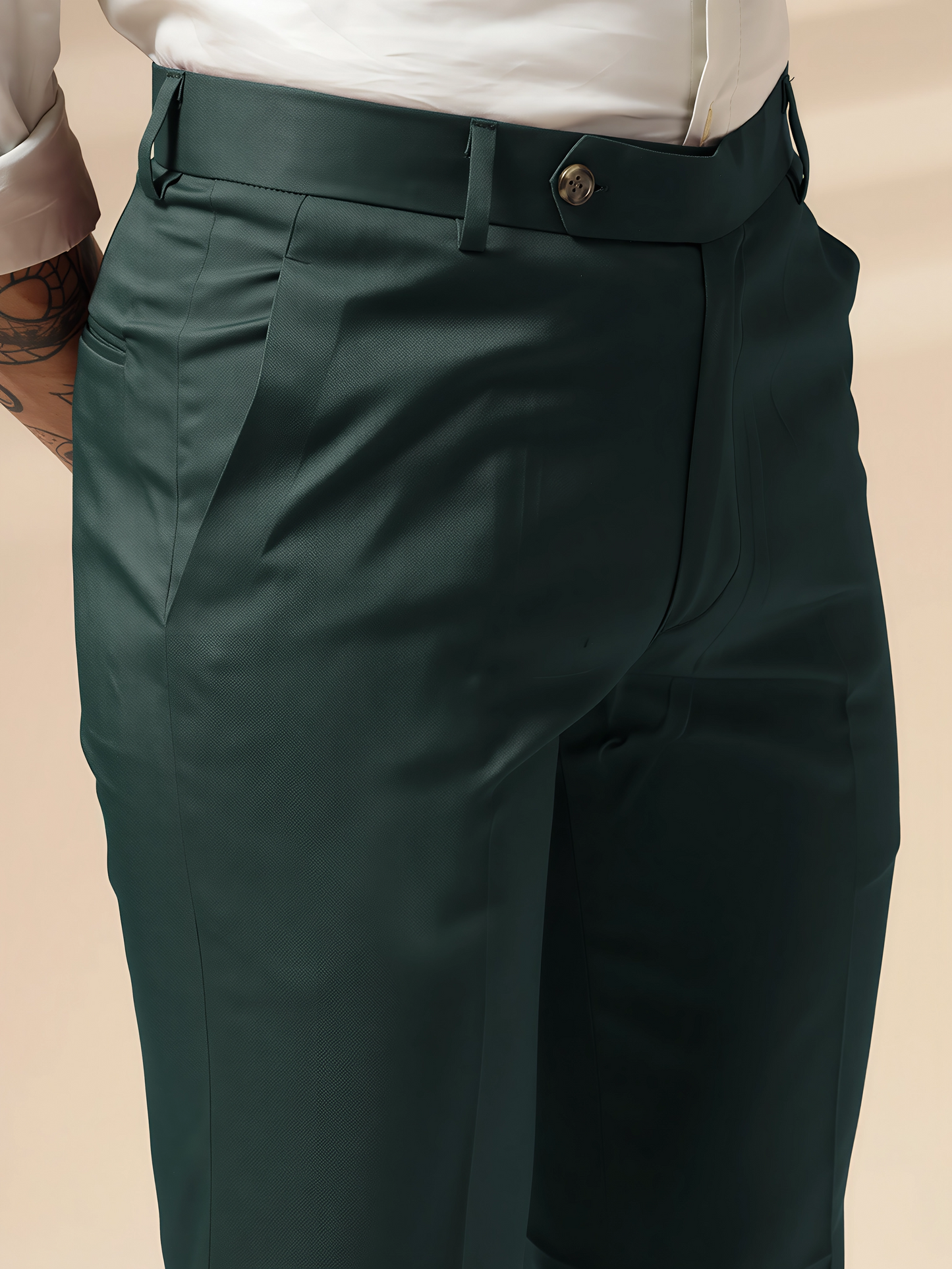 Bottle Green Men Formal Pants by Italian Vega®