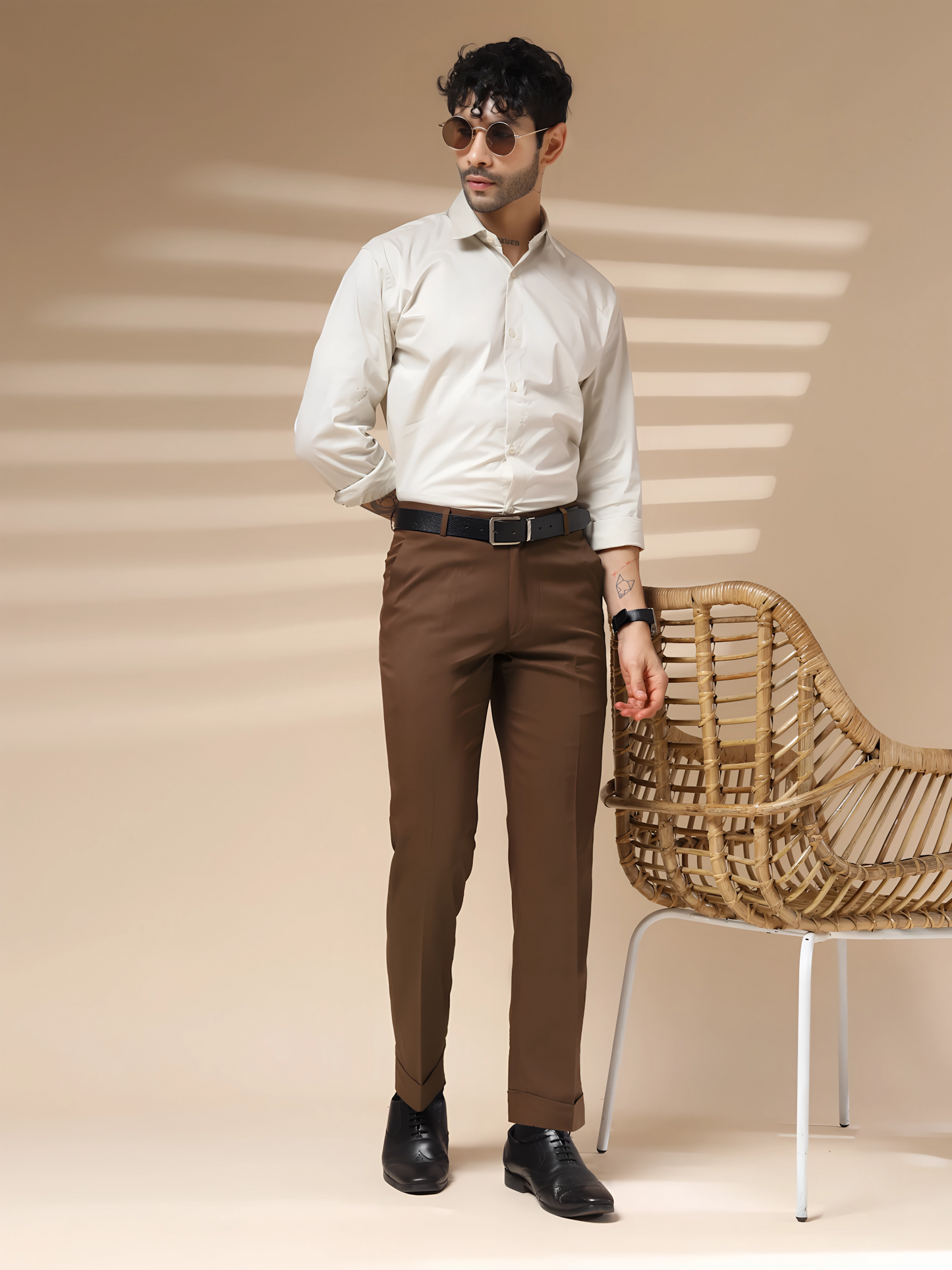 Brown Men Formal Pants by Italian Vega®