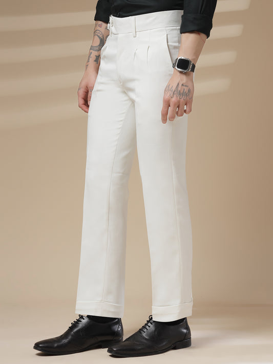 White Double Buckle Formal Gurkha Pants by ITALIAN VEGA®