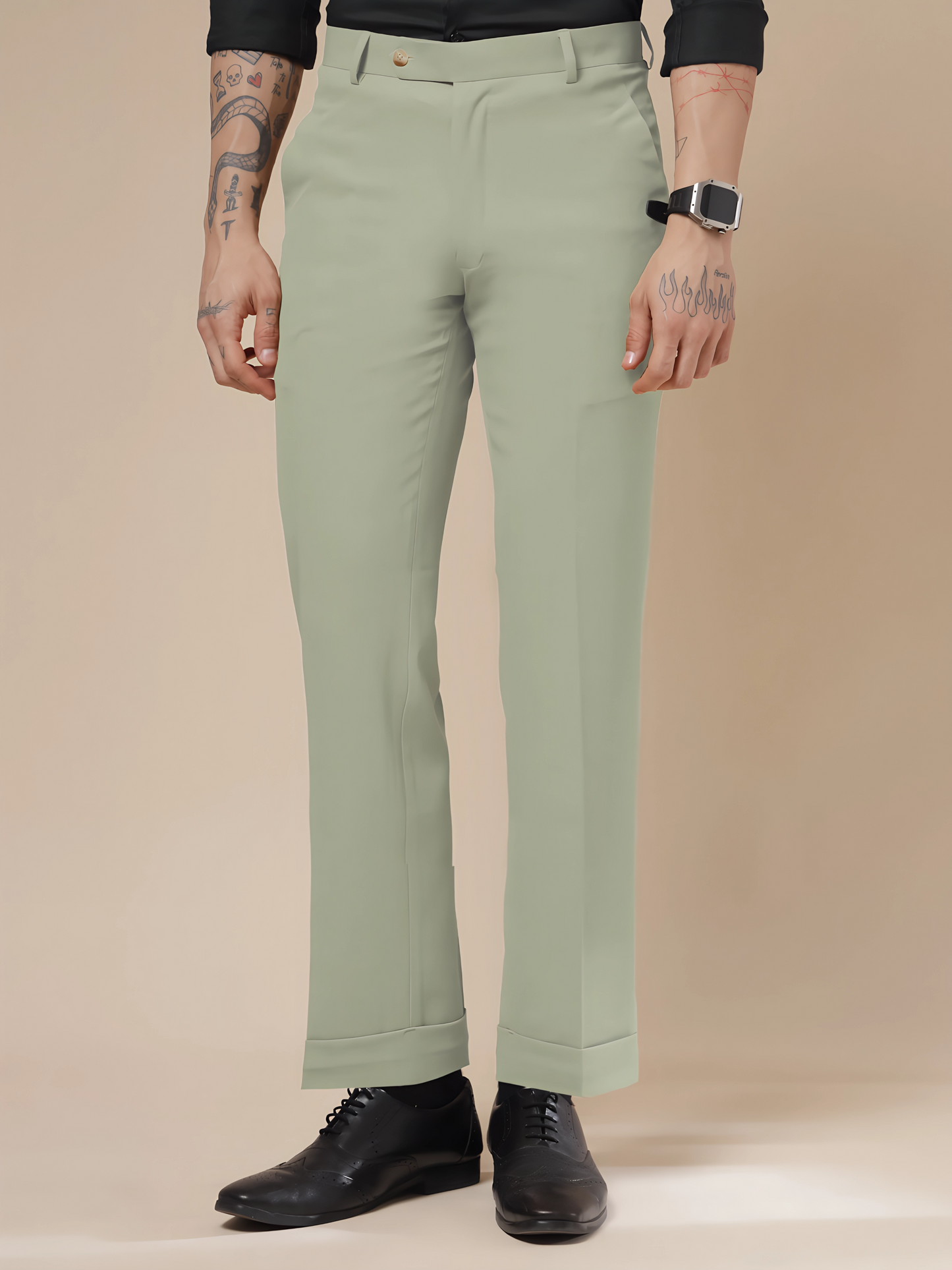 Italian Vega Lime Beige Trouser Slim Fit