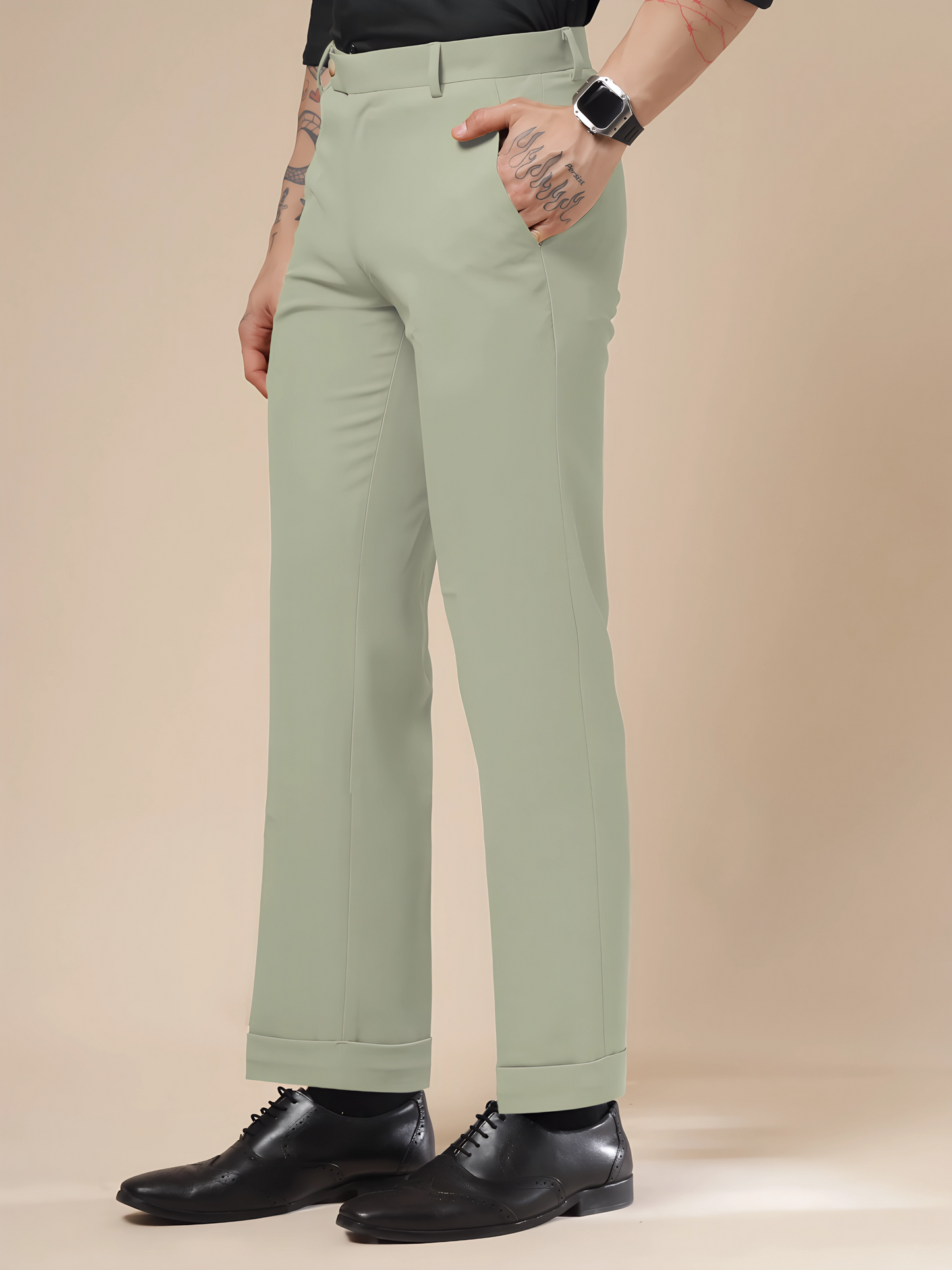 Italian Vega Lime Beige Trouser Slim Fit