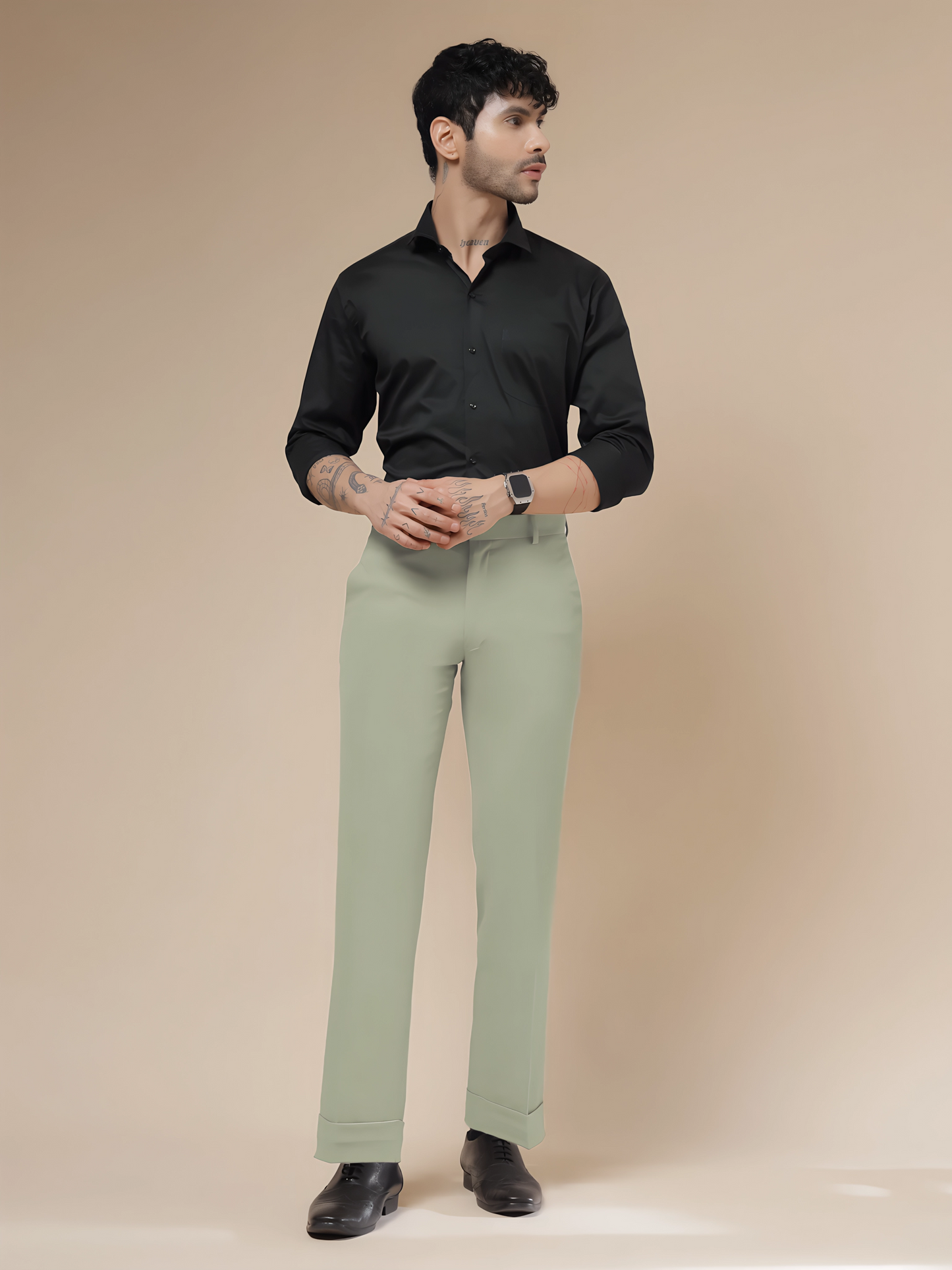 Italian Vega Lime Beige Trouser Slim Fit