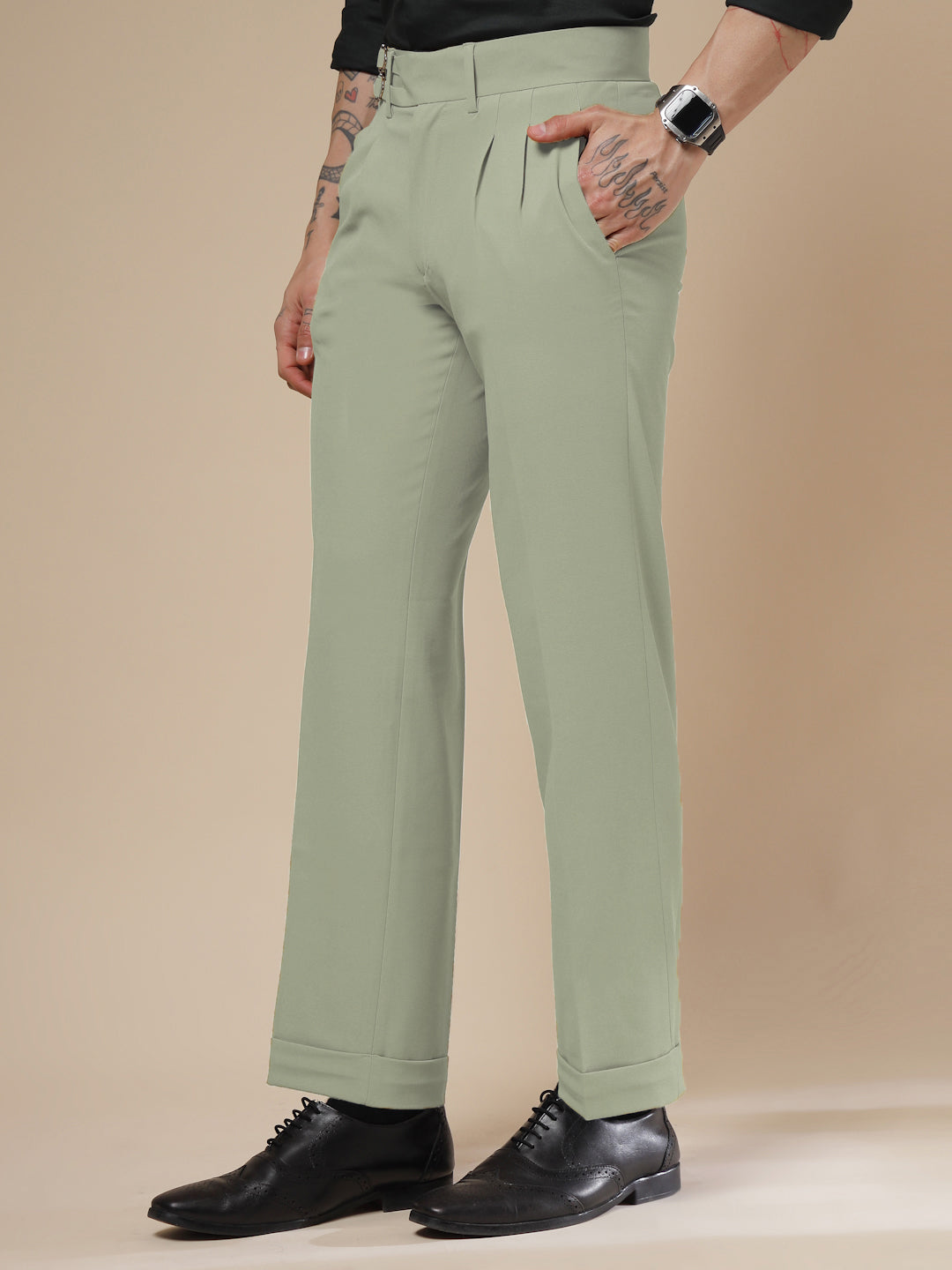 Lime Double Buckle Gurkha Pants