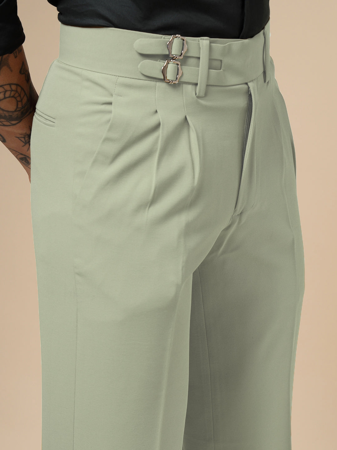 Lime Double Buckle Gurkha Pants