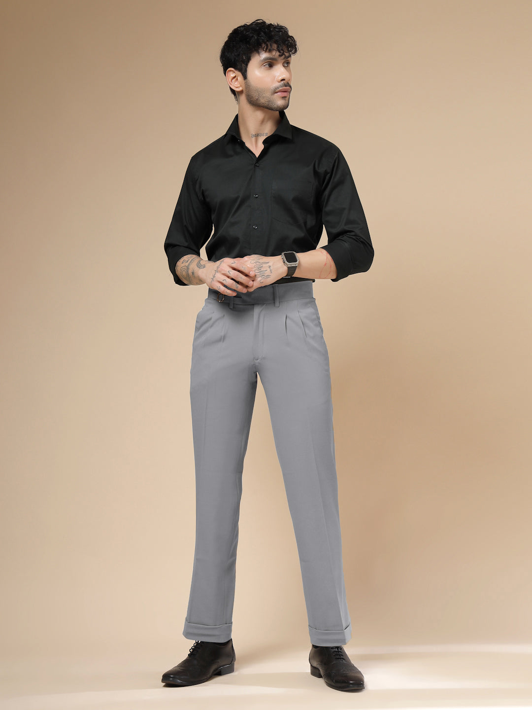 Ash Grey Double Buckle Gurkha Pants