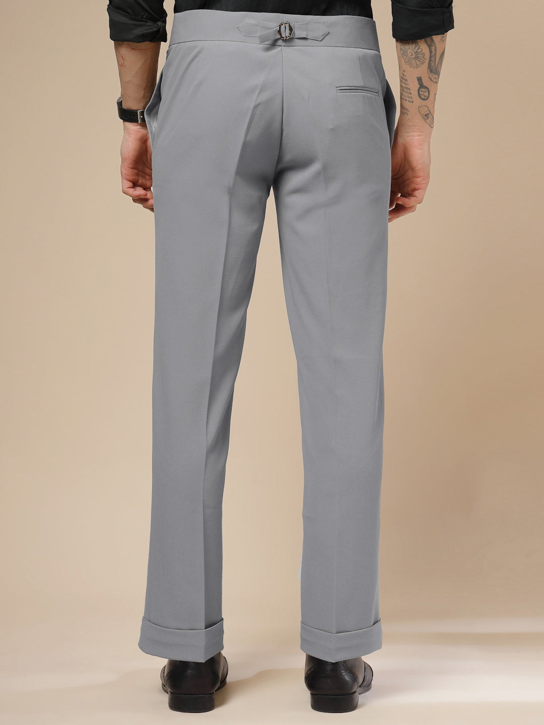 Ash Grey Double Buckle Gurkha Pants