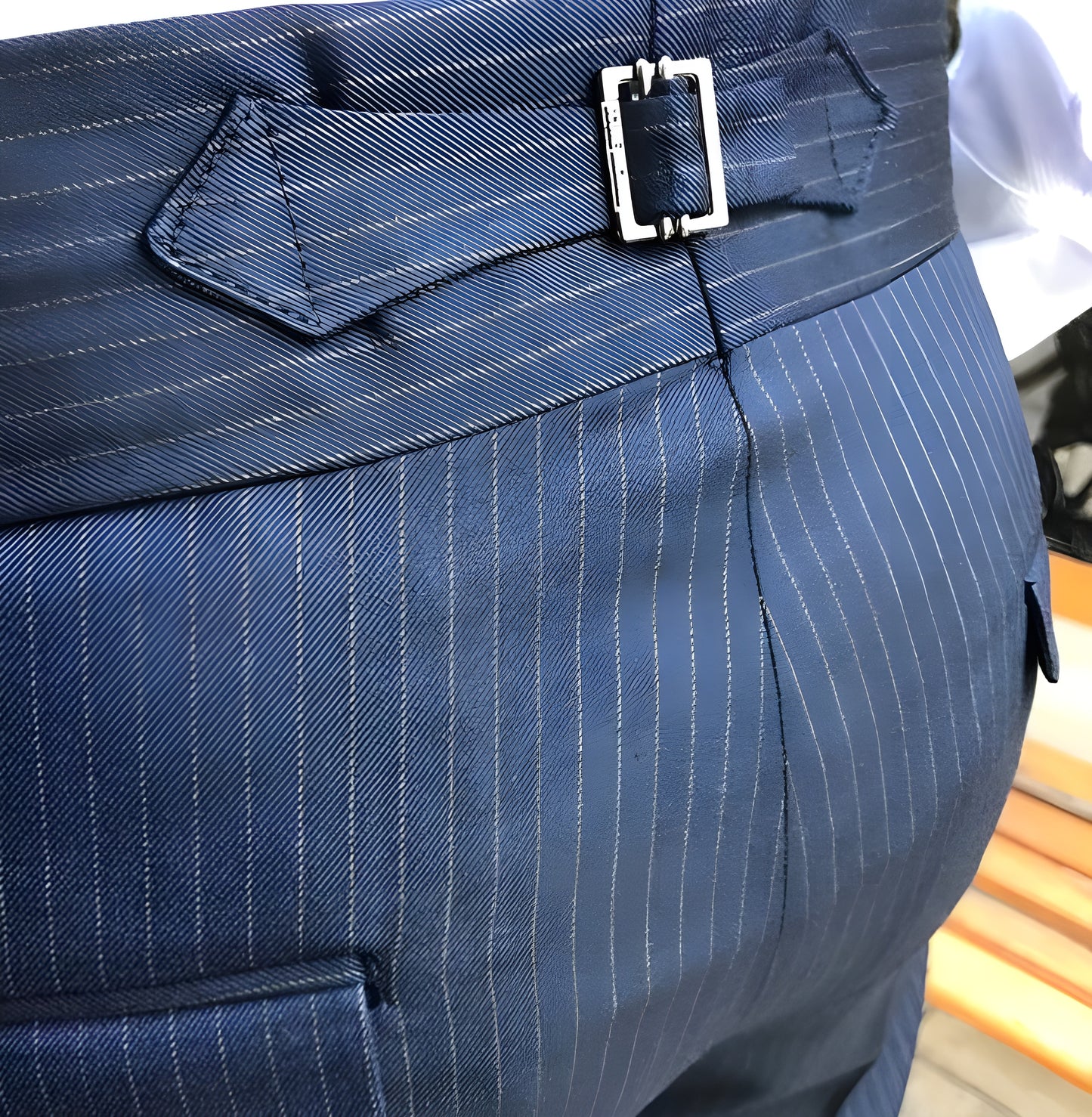Navy Striped Double Buckle Gurkha Pants by ITALIAN VEGA®