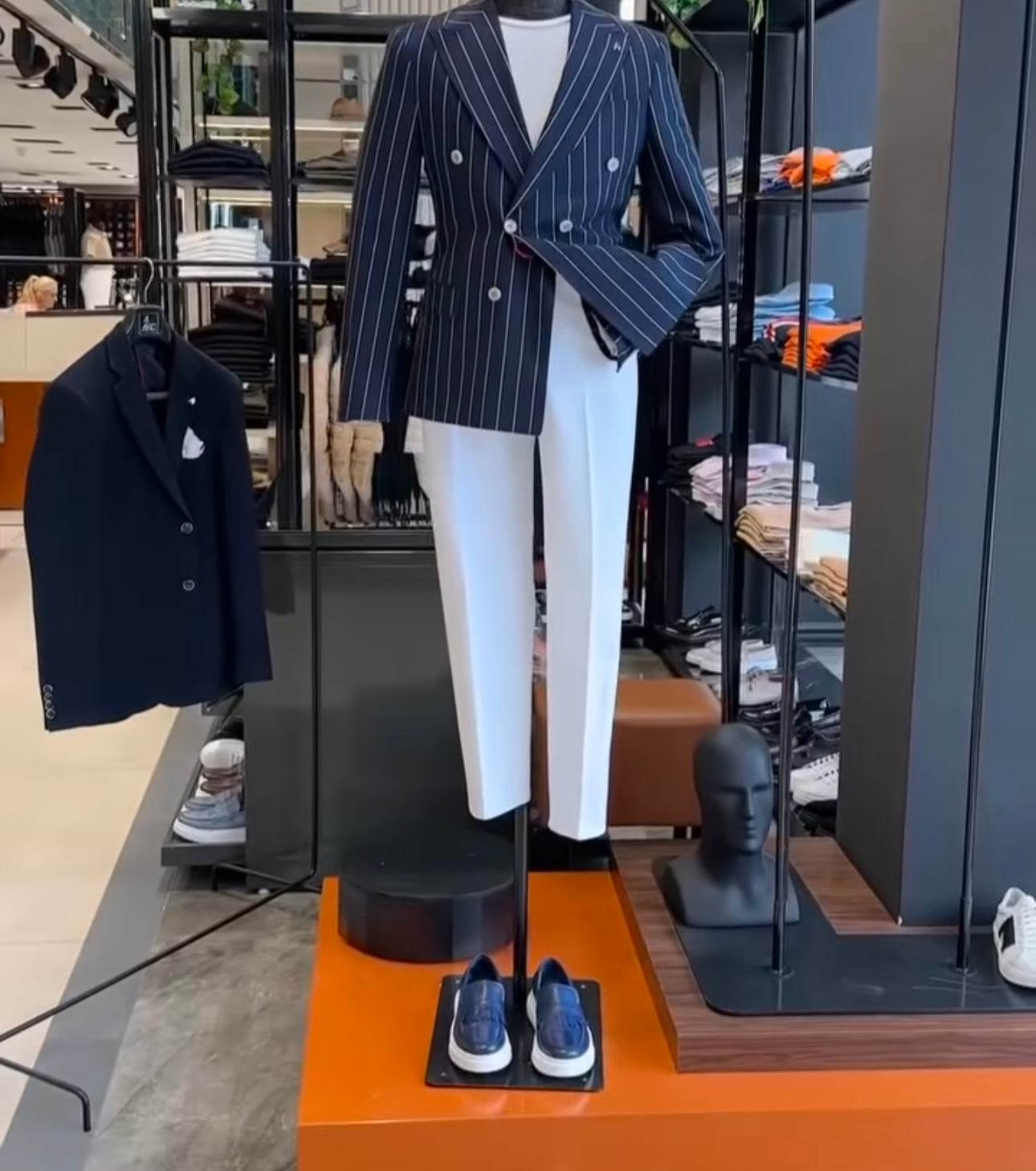 Navy Striped Double Breasted Blazer by Italian Vega (Special Edition)