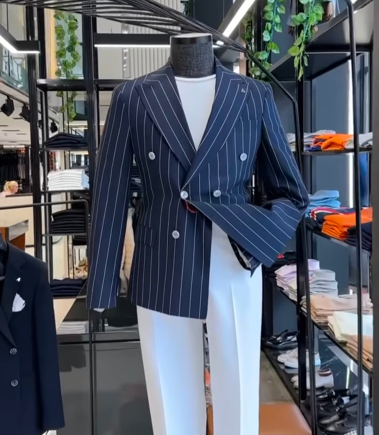 Navy Striped Double Breasted Blazer by Italian Vega (Special Edition)