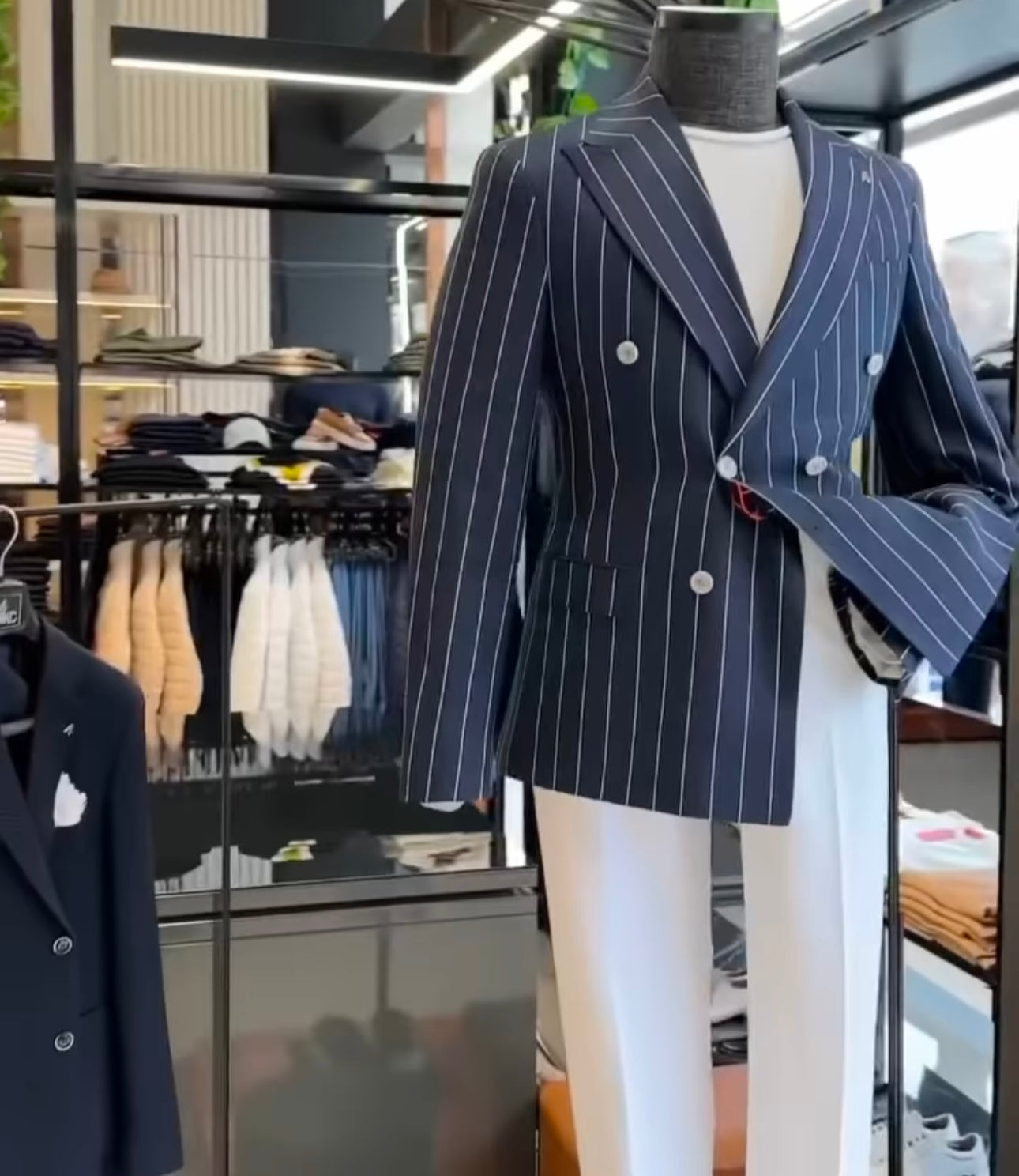 Navy Striped Double Breasted Blazer by Italian Vega (Special Edition)