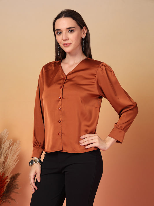 Peach Satin Shirt for Women | By ItalianVega