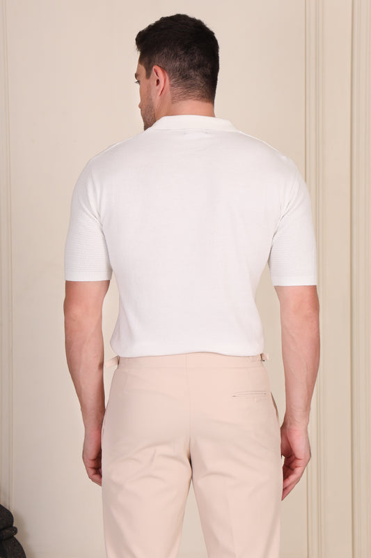 White Flat Knit Polo by ITALIANVEGA®