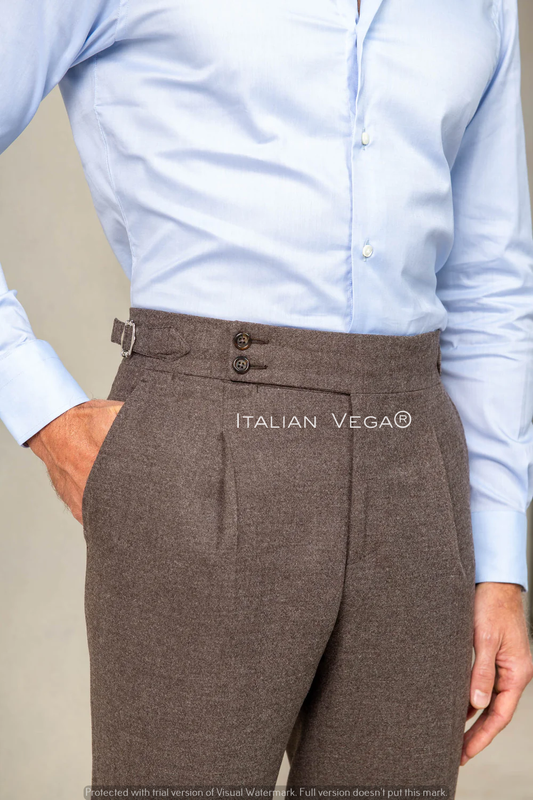 Brown Signature Flannel Gurkha Pants by ITALIAN VEGA®