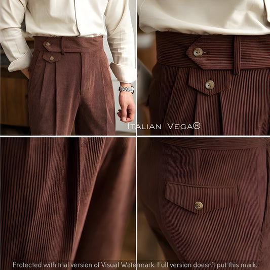 Brown Corduroy Signature Gurkha Pants by Italian Vega®