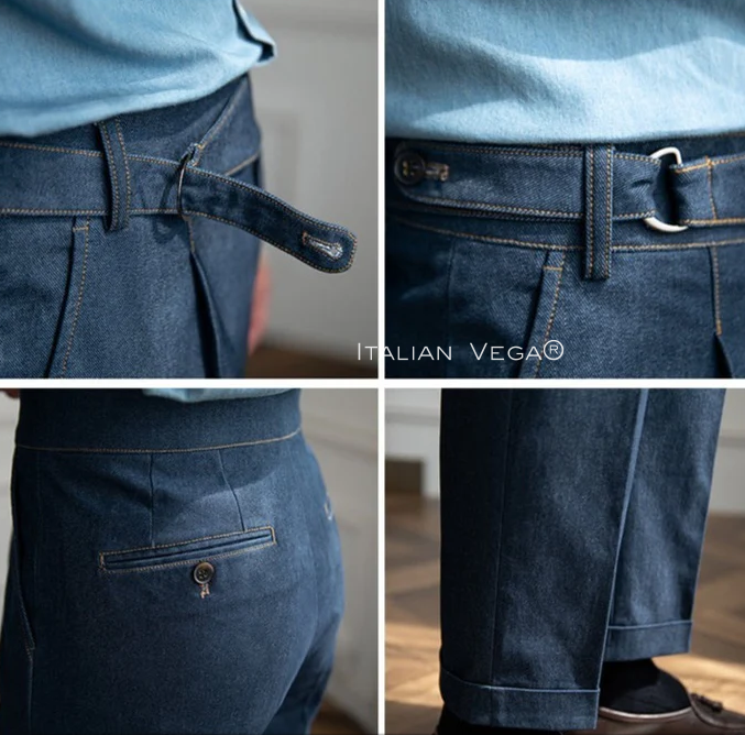 Old Money White Shirt with Blue Veteran Denim Gurkha Pant by ITALIAN VEGA®