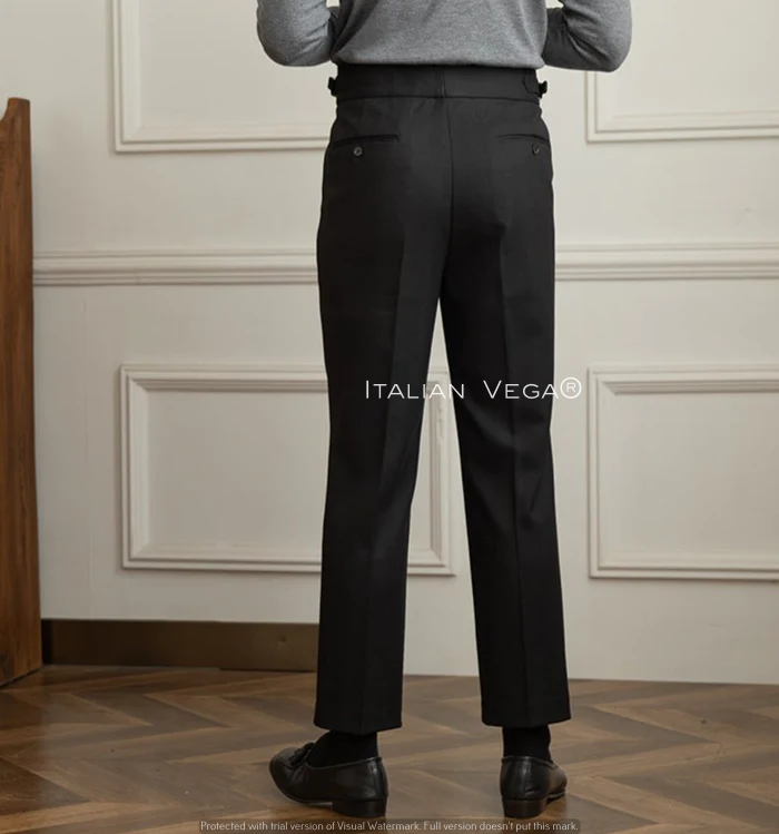 Black Signature Herringbone Gurkha Pants by ITALIAN VEGA®