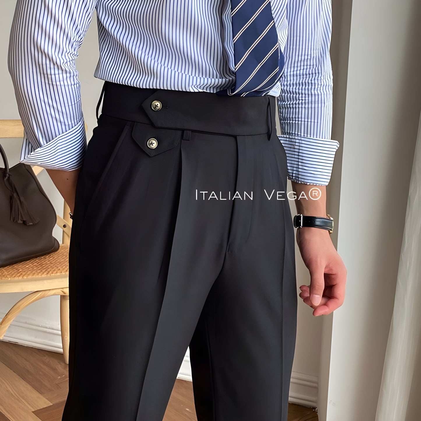 Black Signature Flap Gurkha Pants by ITALIAN VEGA®