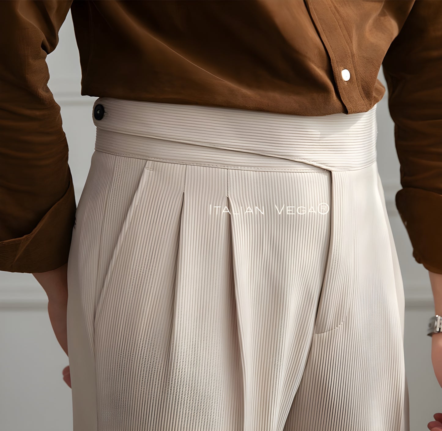 Beige Corduroy Classic Gurkha Pants by Italian Vega®