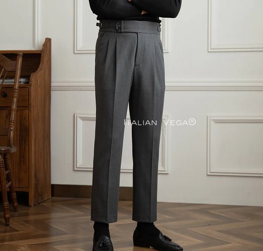 Grey Signature Herringbone Gurkha Pants by ITALIAN VEGA®