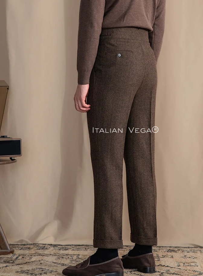 Khakhi Exotic Herringbone Gurkha Pants by Italian Vega®