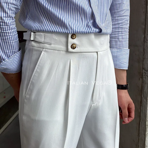 White Signature Buttoned Gurkha Pants by Italian Vega®