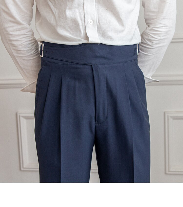 Navy Blue Classic Buckle Gurkha Pants by Italian Vega®