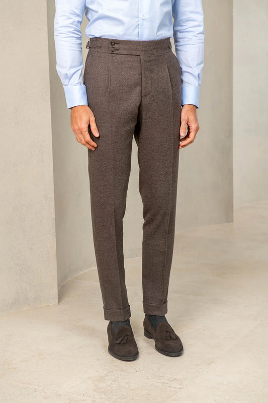Brown Signature Flannel Gurkha Pants by ITALIAN VEGA®