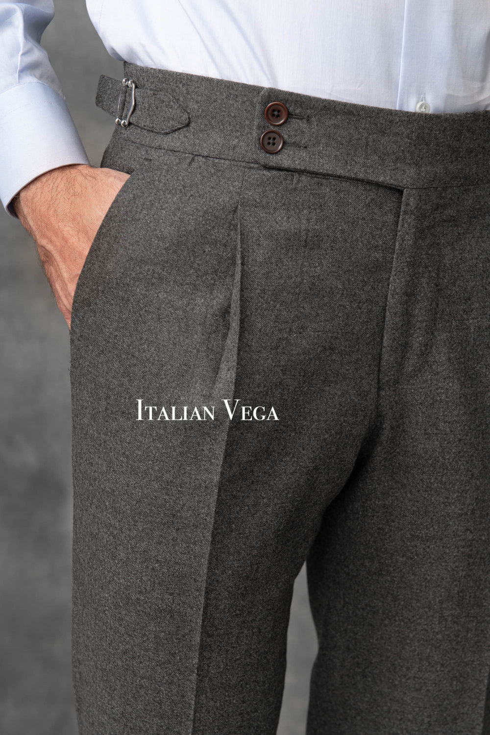 Anthracite Signature Flannel Gurkha Pants by ITALIAN VEGA®