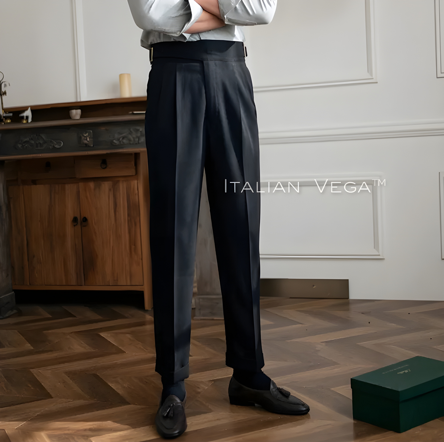 Elephant Grey Classic Buckle Gurkha Pants by ITALIAN VEGA®