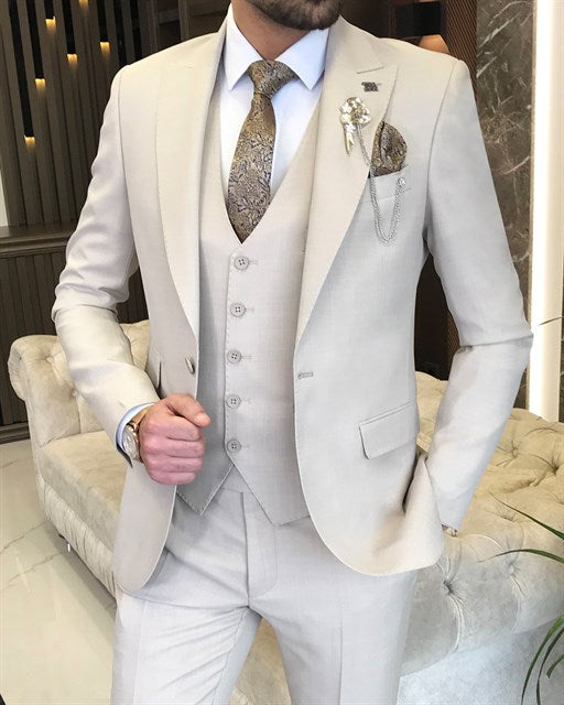 Beige Single Breasted 3 Piece Suit by Italian Vega®