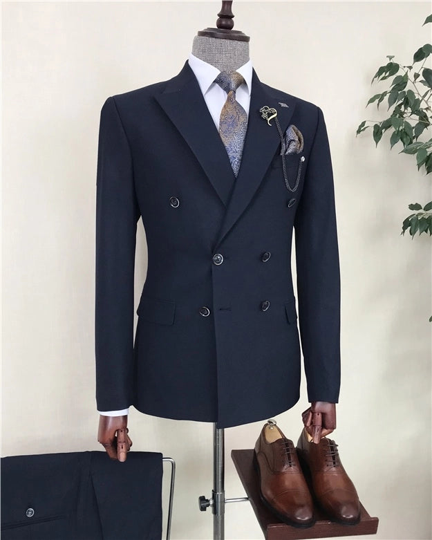 Double breasted blue suit clearance mens