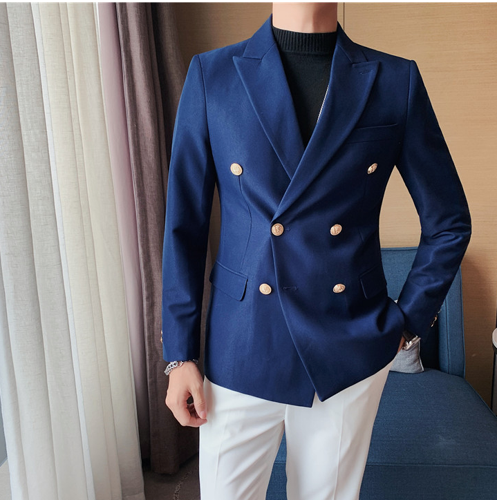 Mens navy blue double breasted blazer clearance