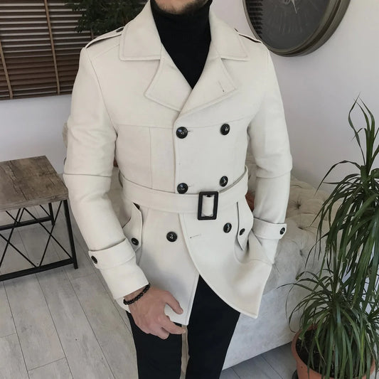 Arctic Beige Double Breasted Coat by Italian Vega®