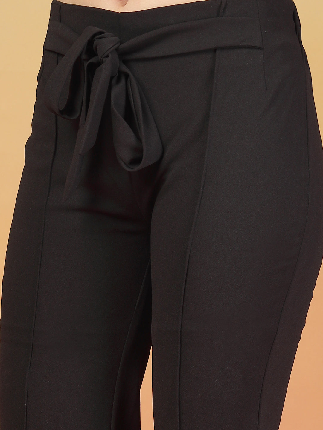 Black Stretchable Waist-Knot Pants for Women | By ItalianVega