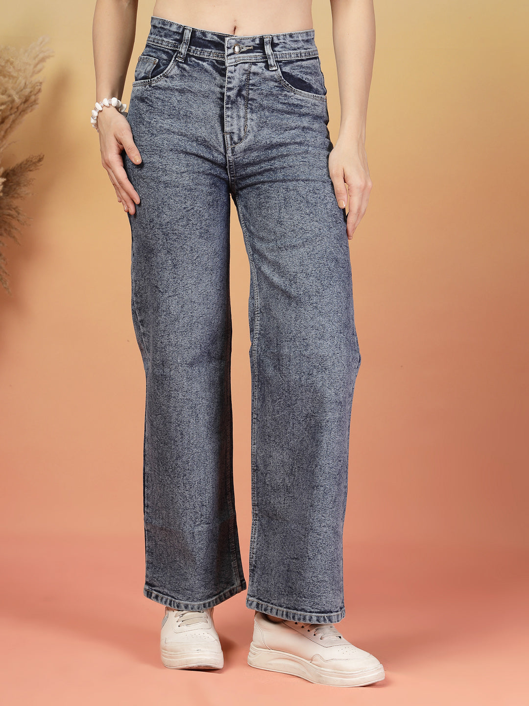 Women's Grey High-Waisted Denim Pants By ItalianVega