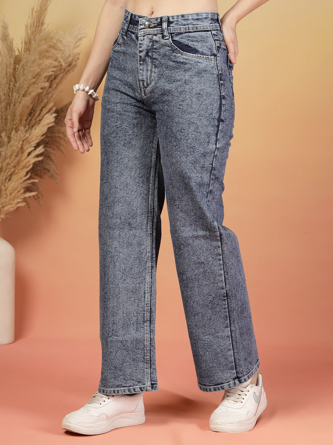 Women's Grey High-Waisted Denim Pants By ItalianVega