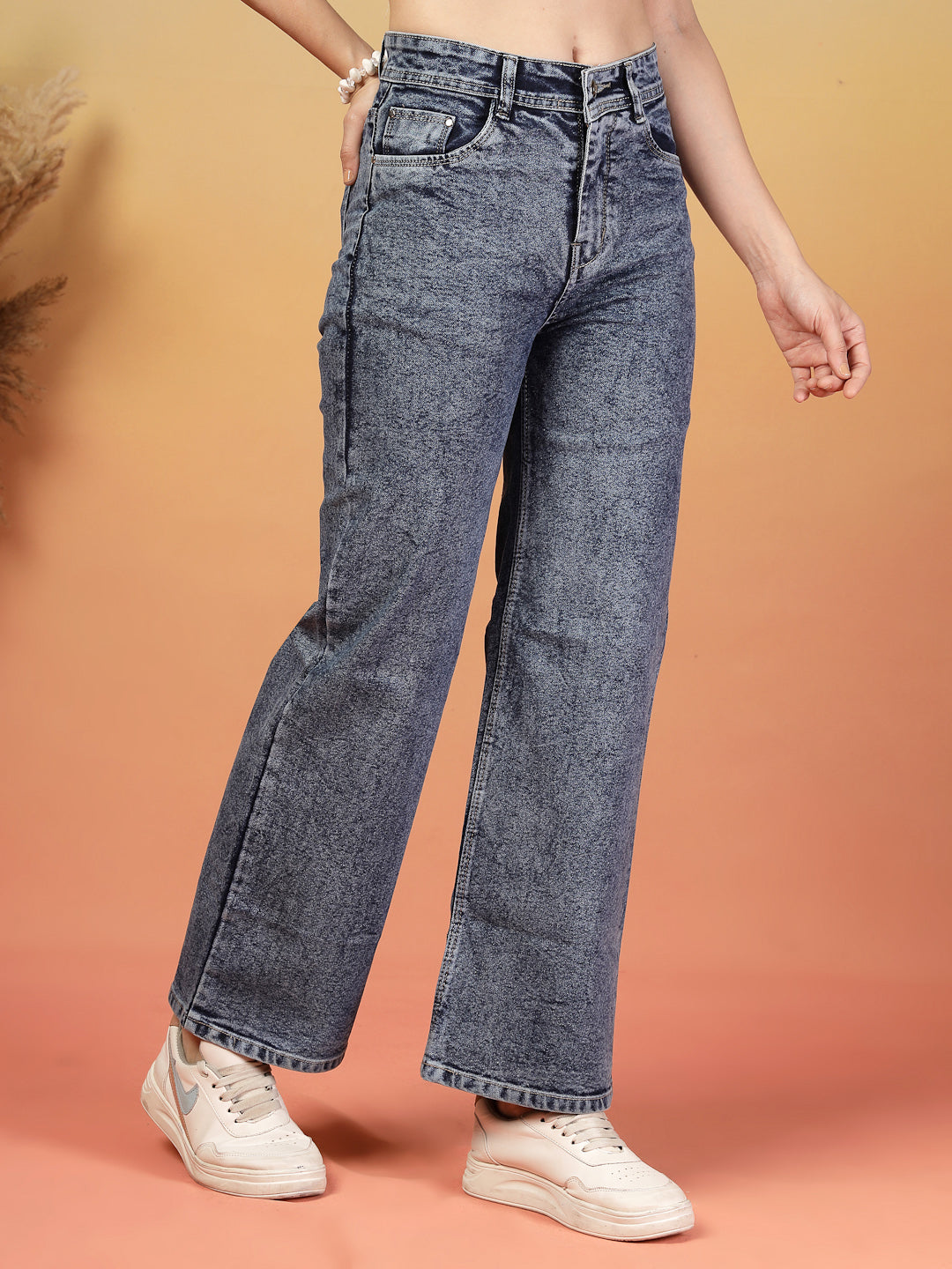 Women's Grey High-Waisted Denim Pants By ItalianVega