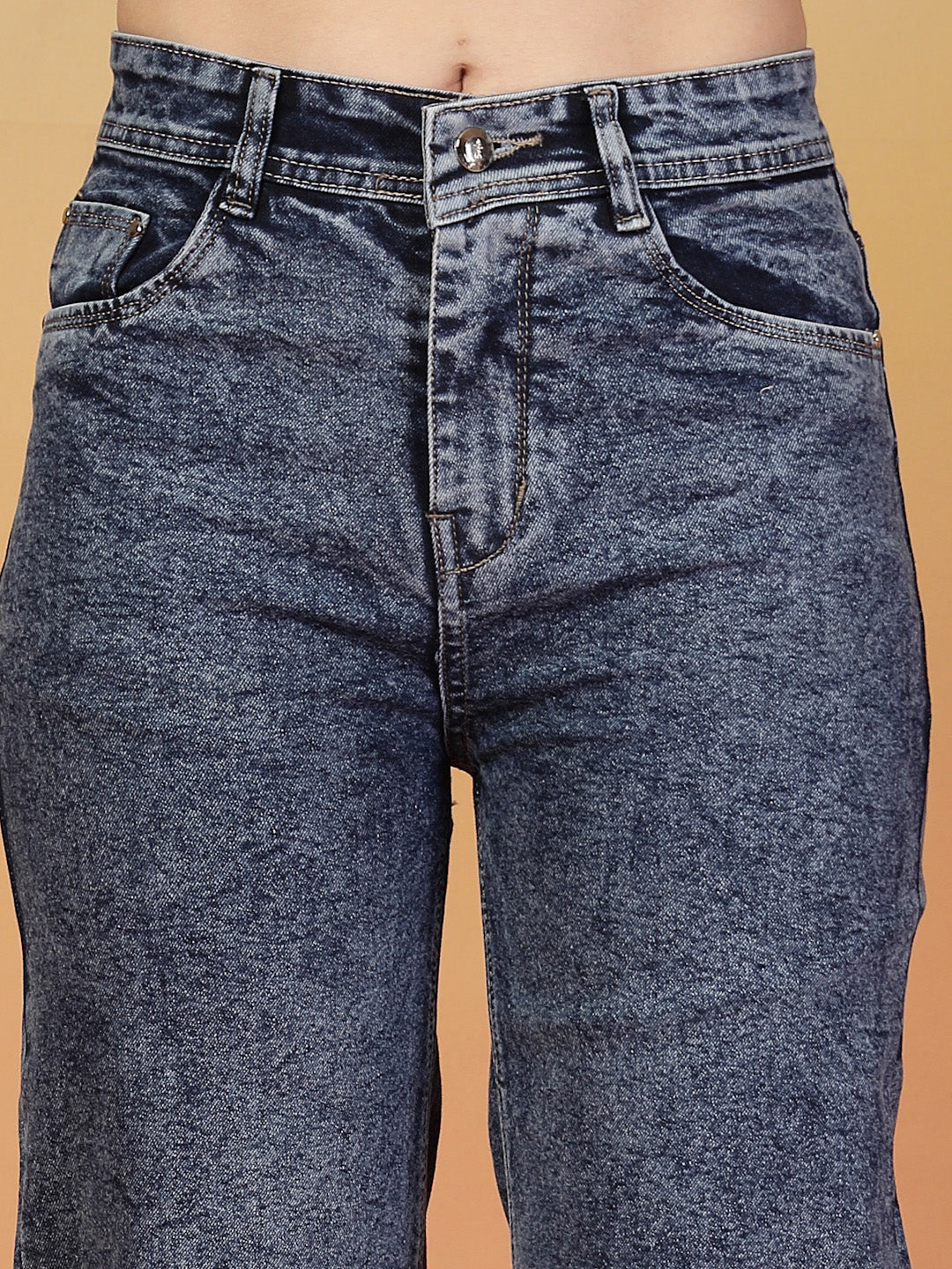 Women's Grey High-Waisted Denim Pants By ItalianVega