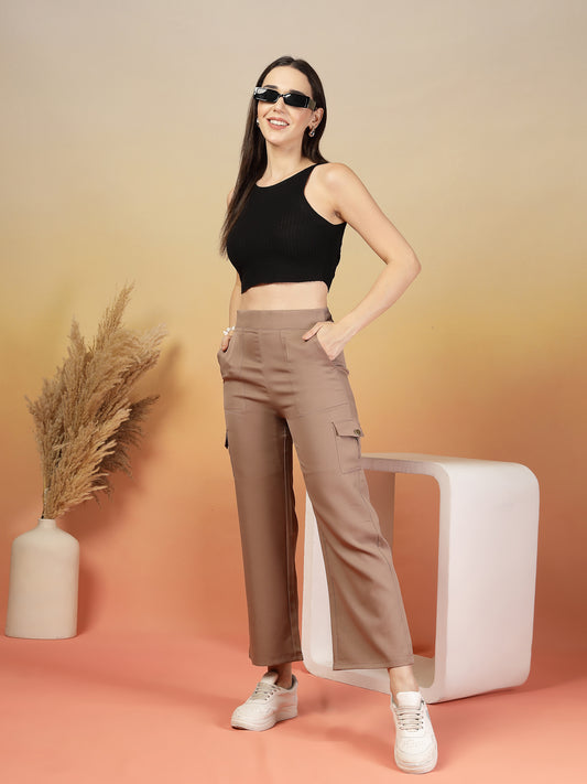 Tan Corduroy Cargo Pants for Women | By ItalianVega