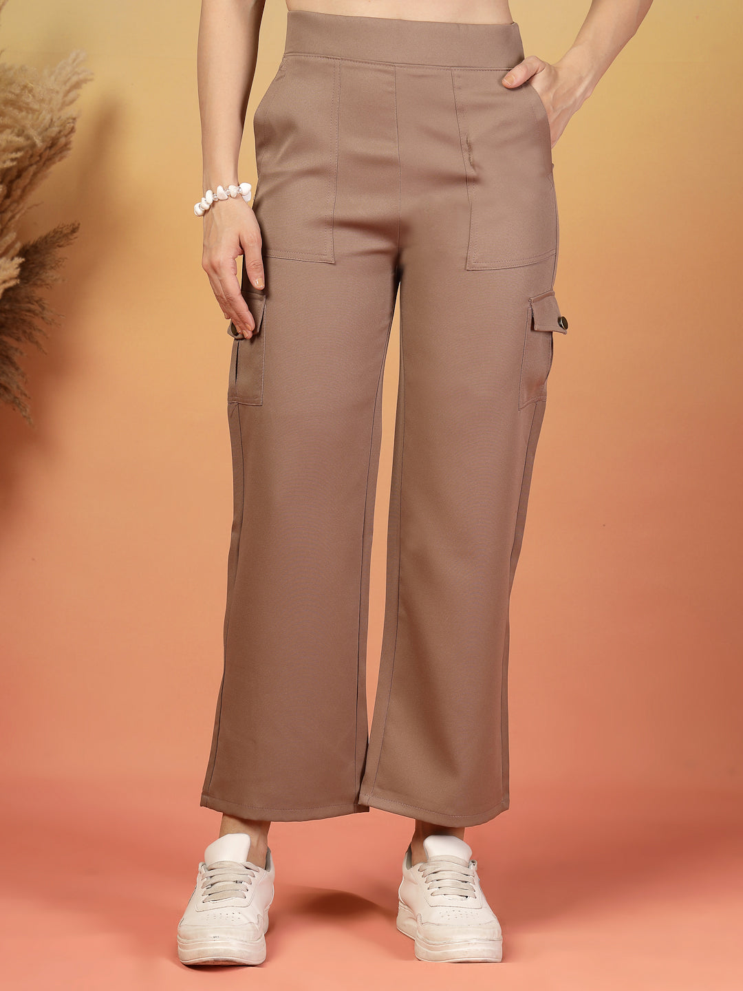 Tan Corduroy Cargo Pants for Women | By ItalianVega