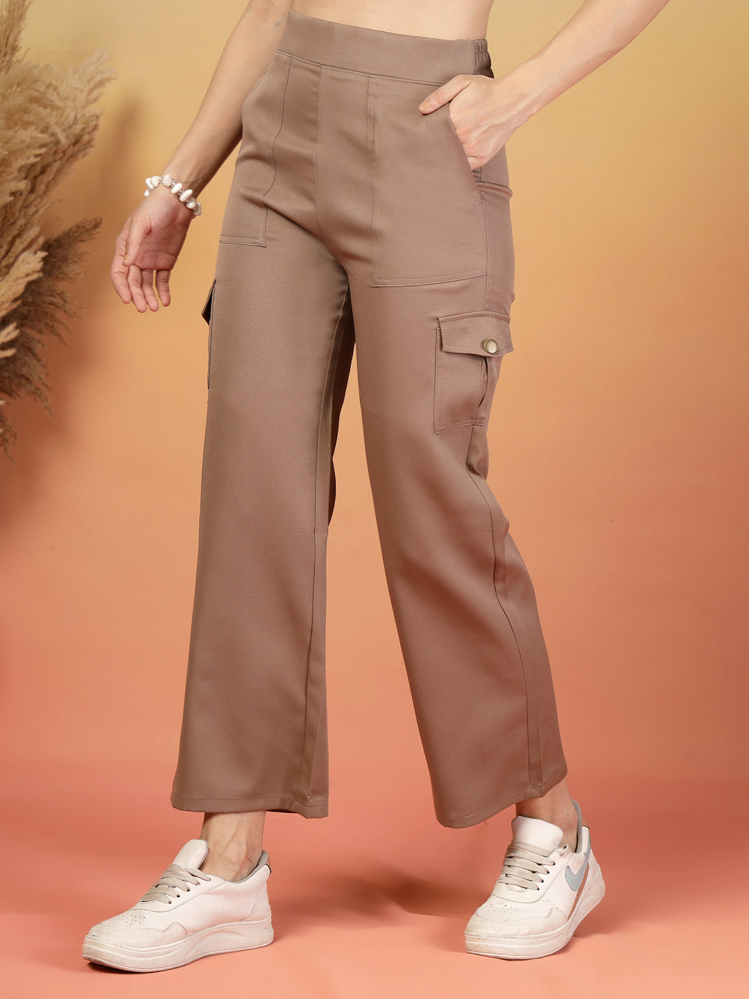 Tan Corduroy Cargo Pants for Women | By ItalianVega