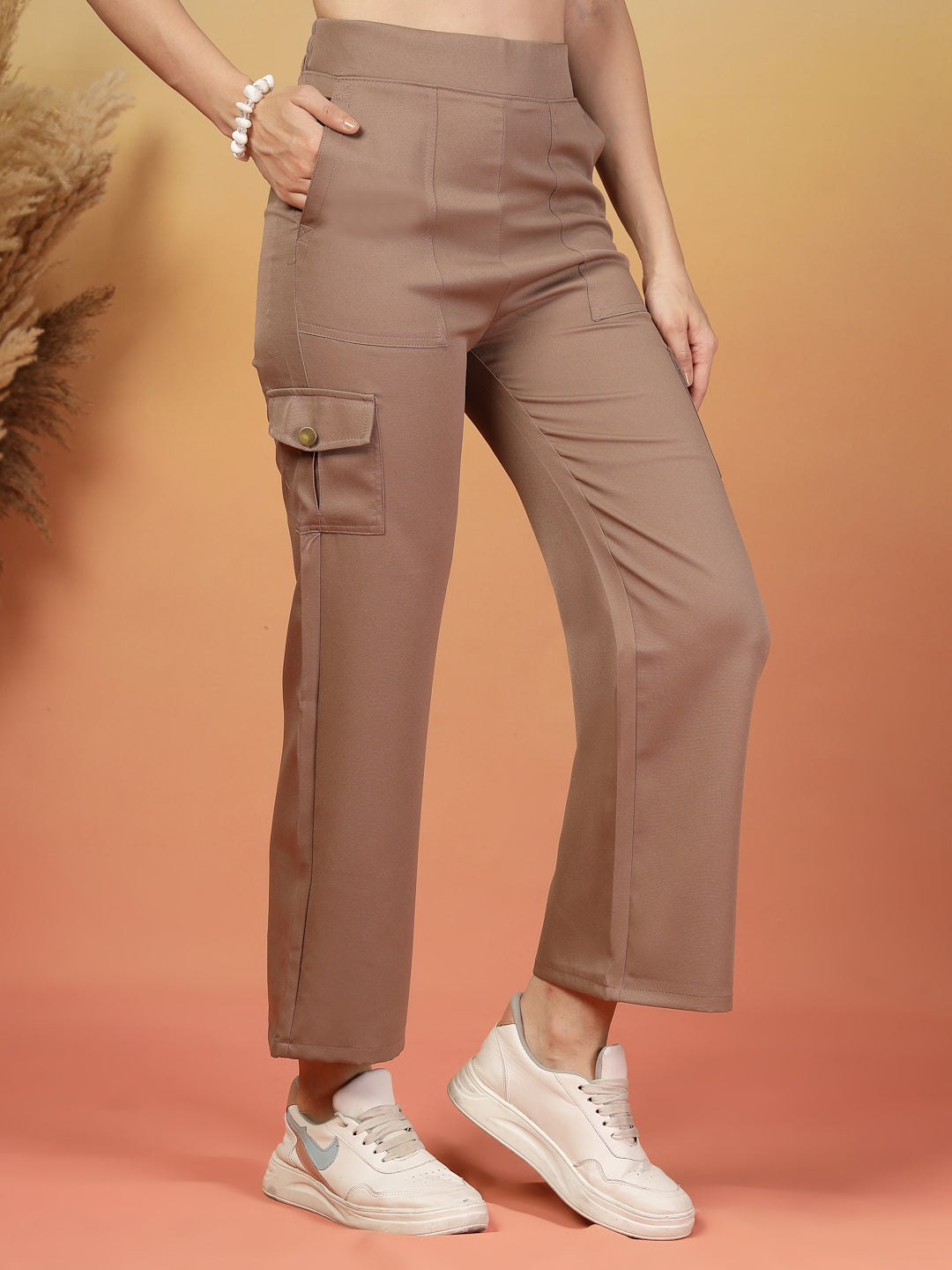 Tan Corduroy Cargo Pants for Women | By ItalianVega