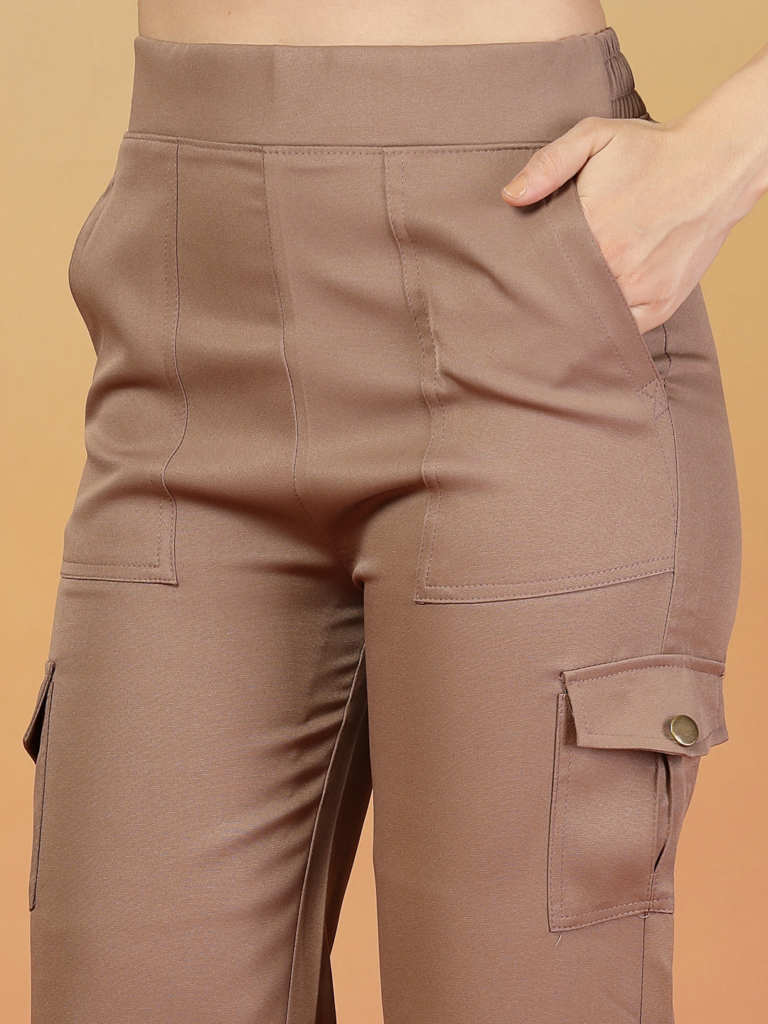 Tan Corduroy Cargo Pants for Women | By ItalianVega
