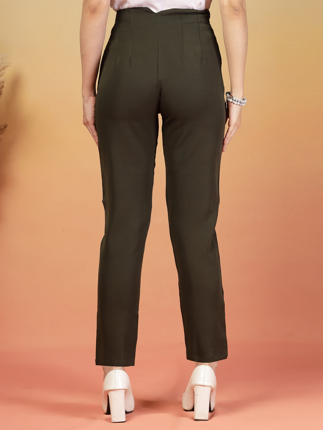 Brown High-Waist Stretchable Formal Pants for Women | By ItalianVega