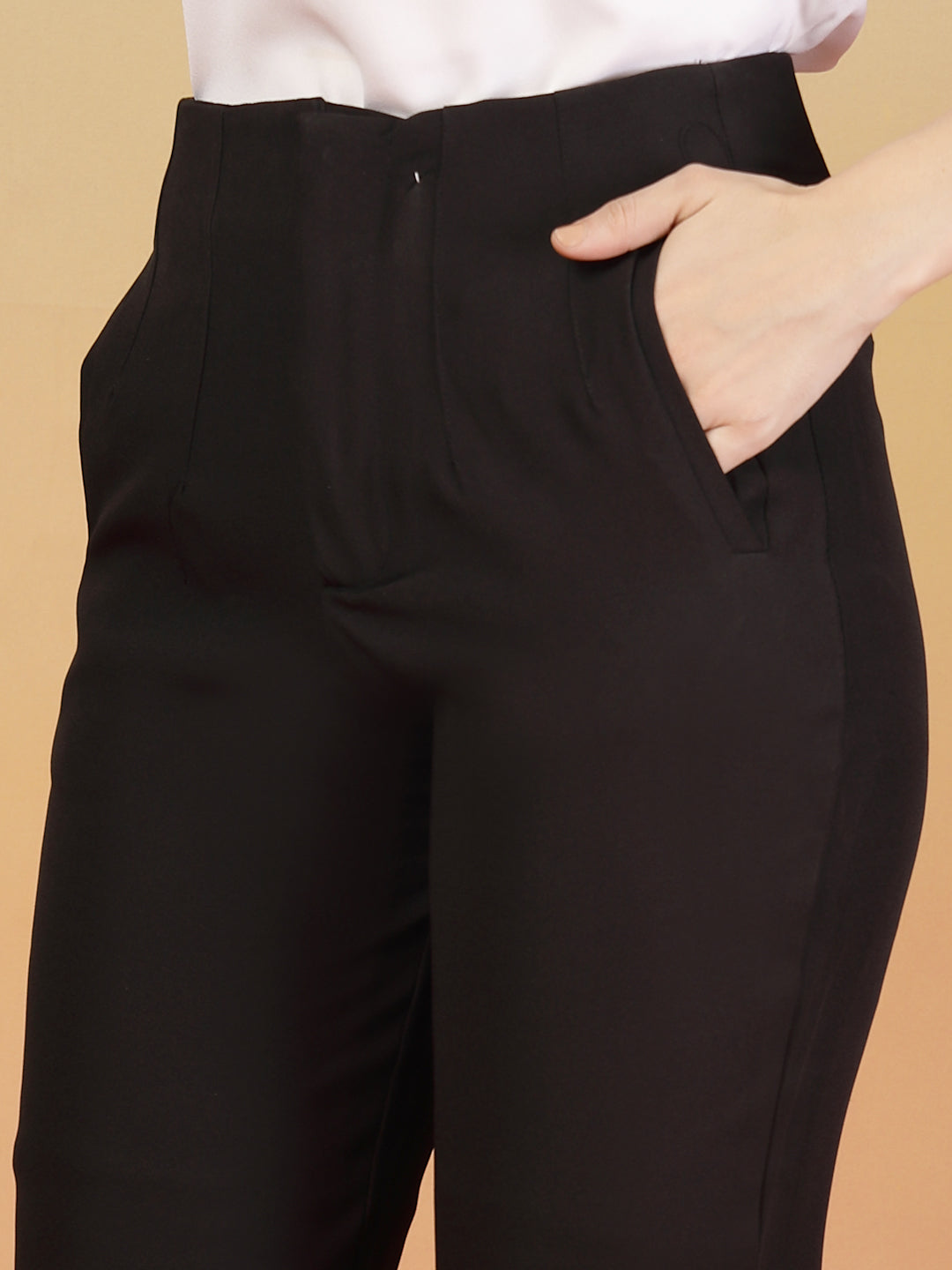 Dark Brown Stretchable High-Waist Formal Pants for Women | By ItalianVega