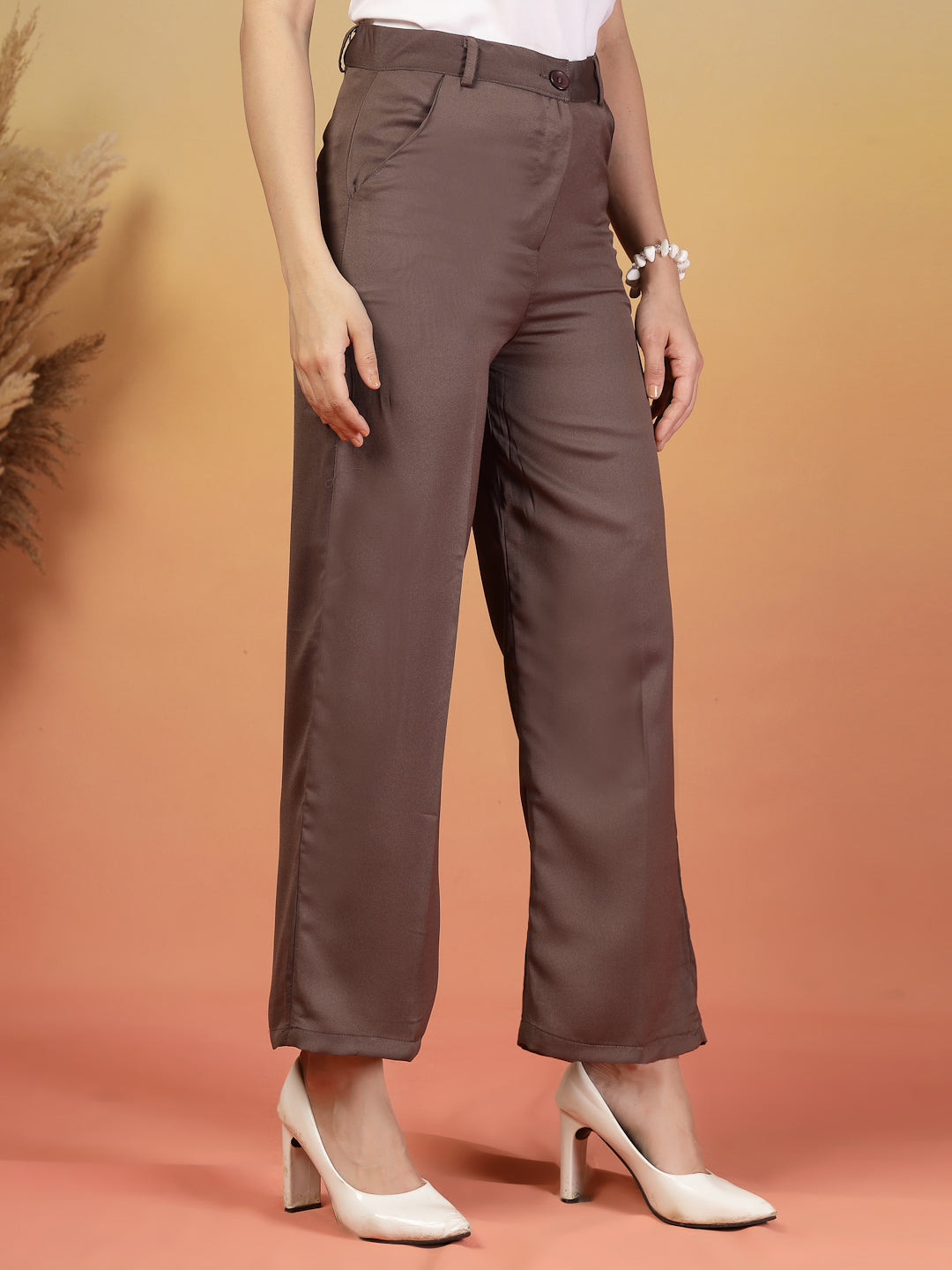 Coffee High-Waist Formal Pants for Women | By ItalianVega