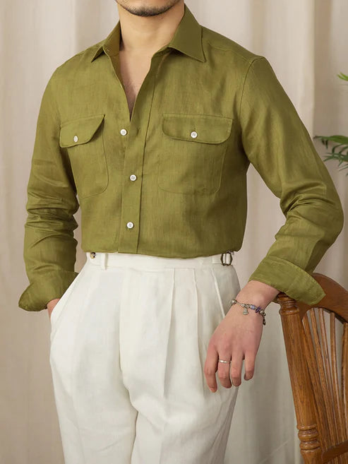 Italian Vega Amalfi 100% Linen Safari Shirt