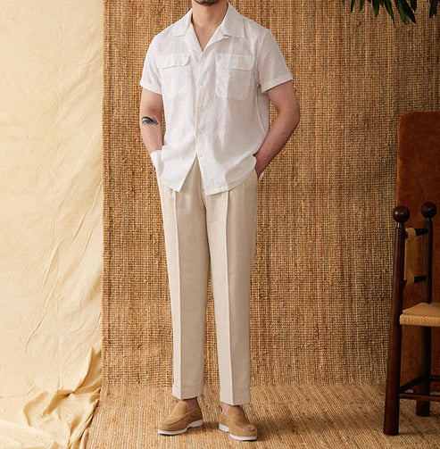Italian Vega Riviera Linen Cuban Collar Shirt