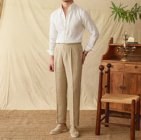 Italian Vega Firenze 100% Linen Button-Down Shirt
